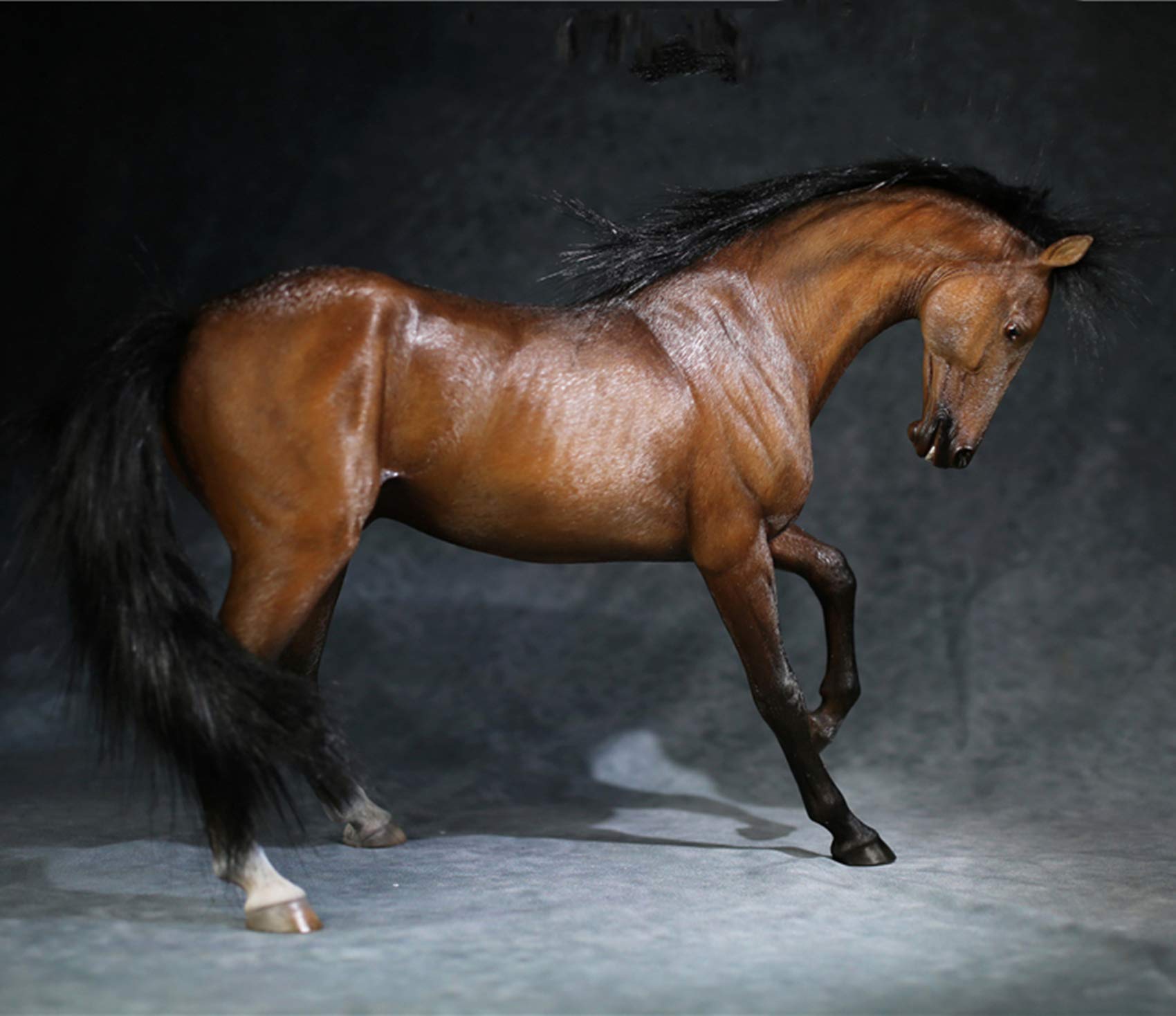 Mr.Z Animal Model 1/6 Akhal-Teke Horse Statue Realistic Educational Ahalteke Equidae Animal Model Resin Toys Collector Home Decoration Birthday Gift for Adult (Mr.Z048-3)