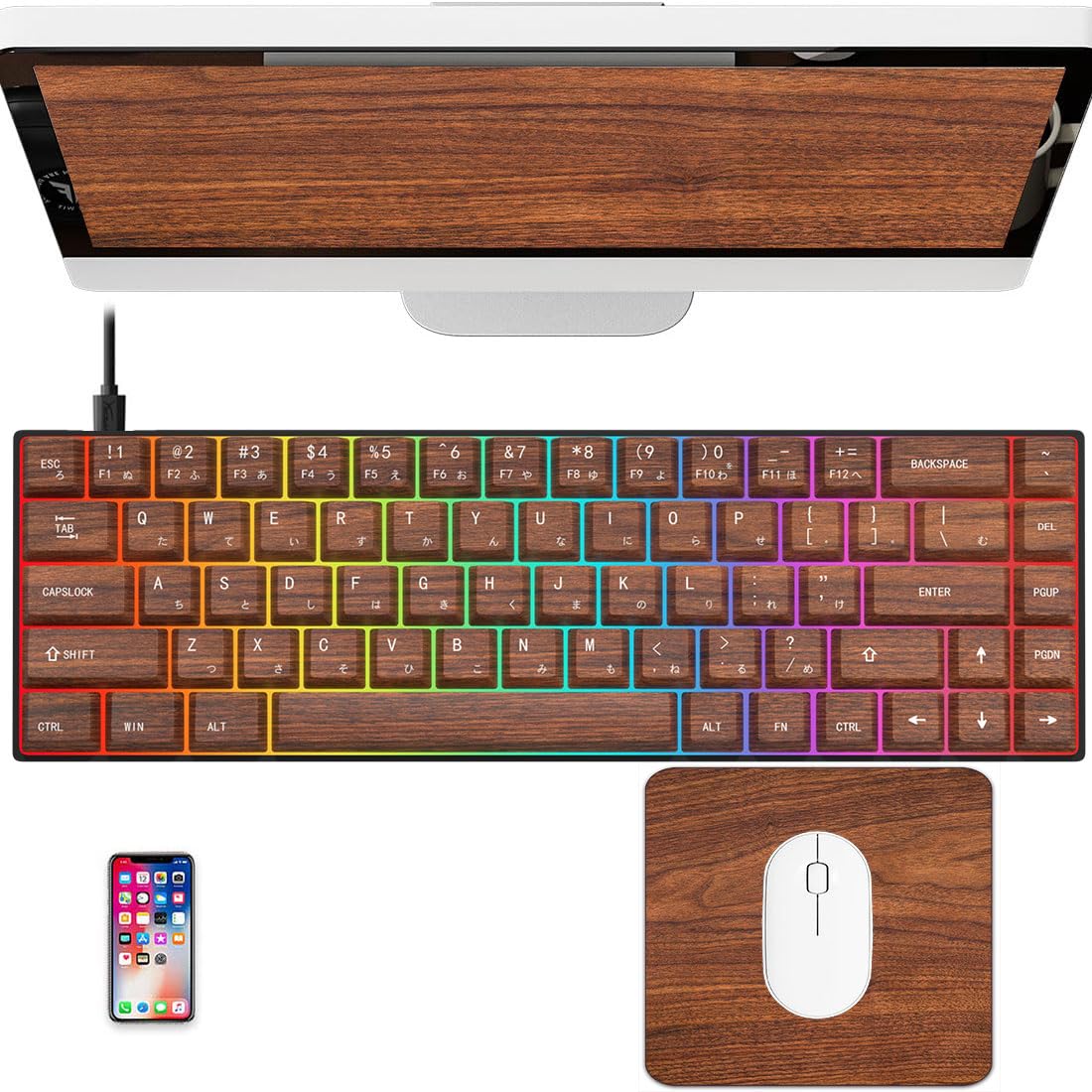 GMMK PRO　Holy Panda　キーキャップ　木製パームレスト　セット GMMK PRO Holy Panda キーキャップ 木製パームレスト セット