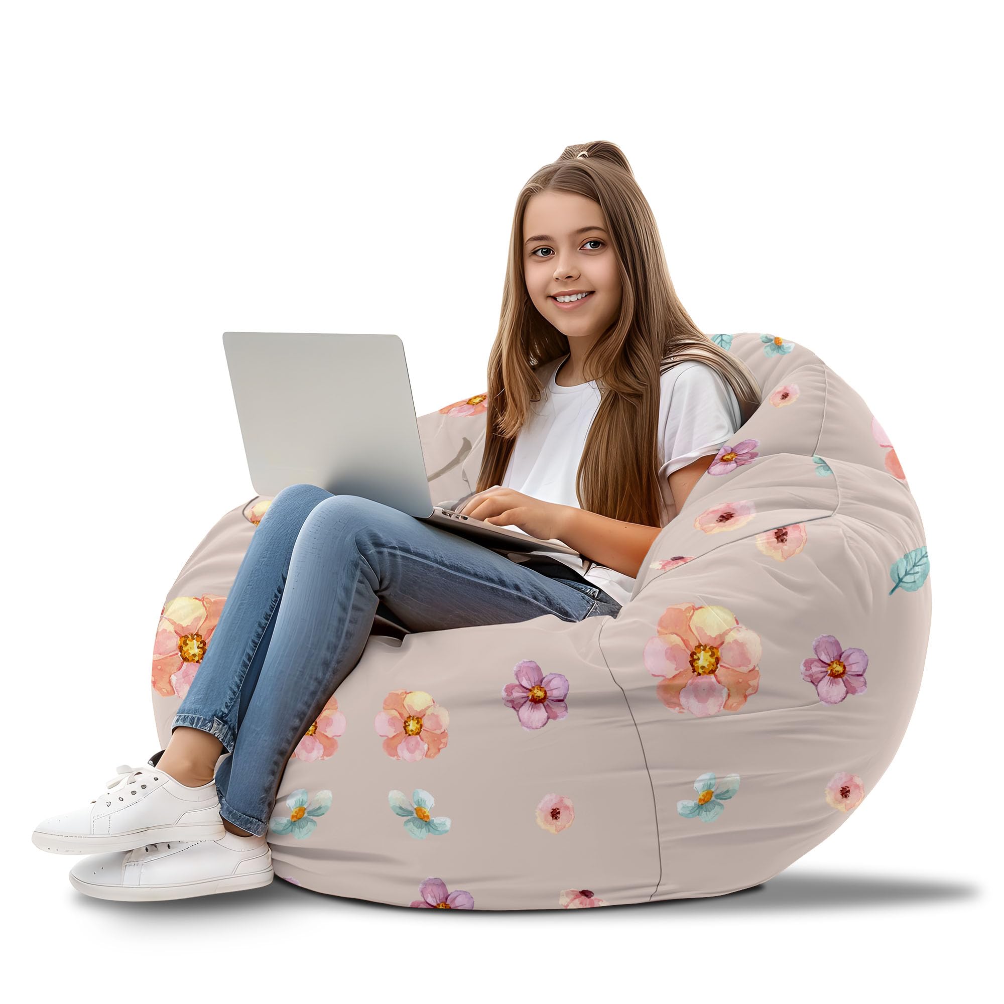 DreamRoots Sitzsack Kinder mit füllung - Sitzkissen Kinder Boden - Kinderzimmer Möbel - Sitzsäcke fürs kinderzimmer - Bean Bag M Gray Mouse