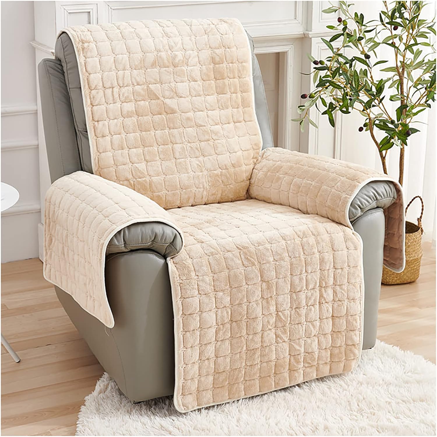 DEDOO Velvet Recliner Chair Covers, Winter Warm Recliner