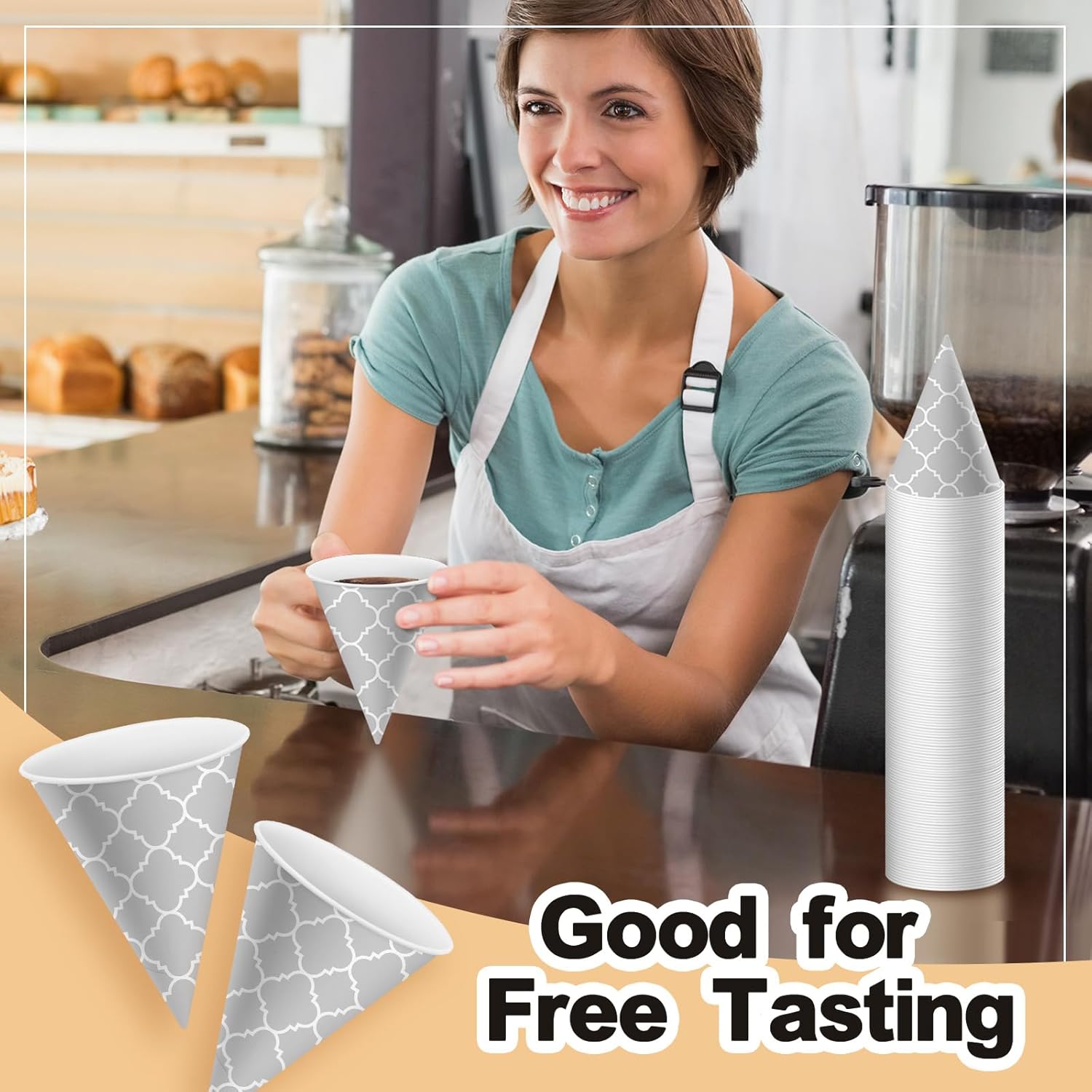Roshtia 800 Pcs 4 oz Paper Cone Cups Thicken Disposable Snow Cone Cups for Water Dispenser, Bathroom, Shaved Ice, Mouthwash, Restaurants, Home, Office