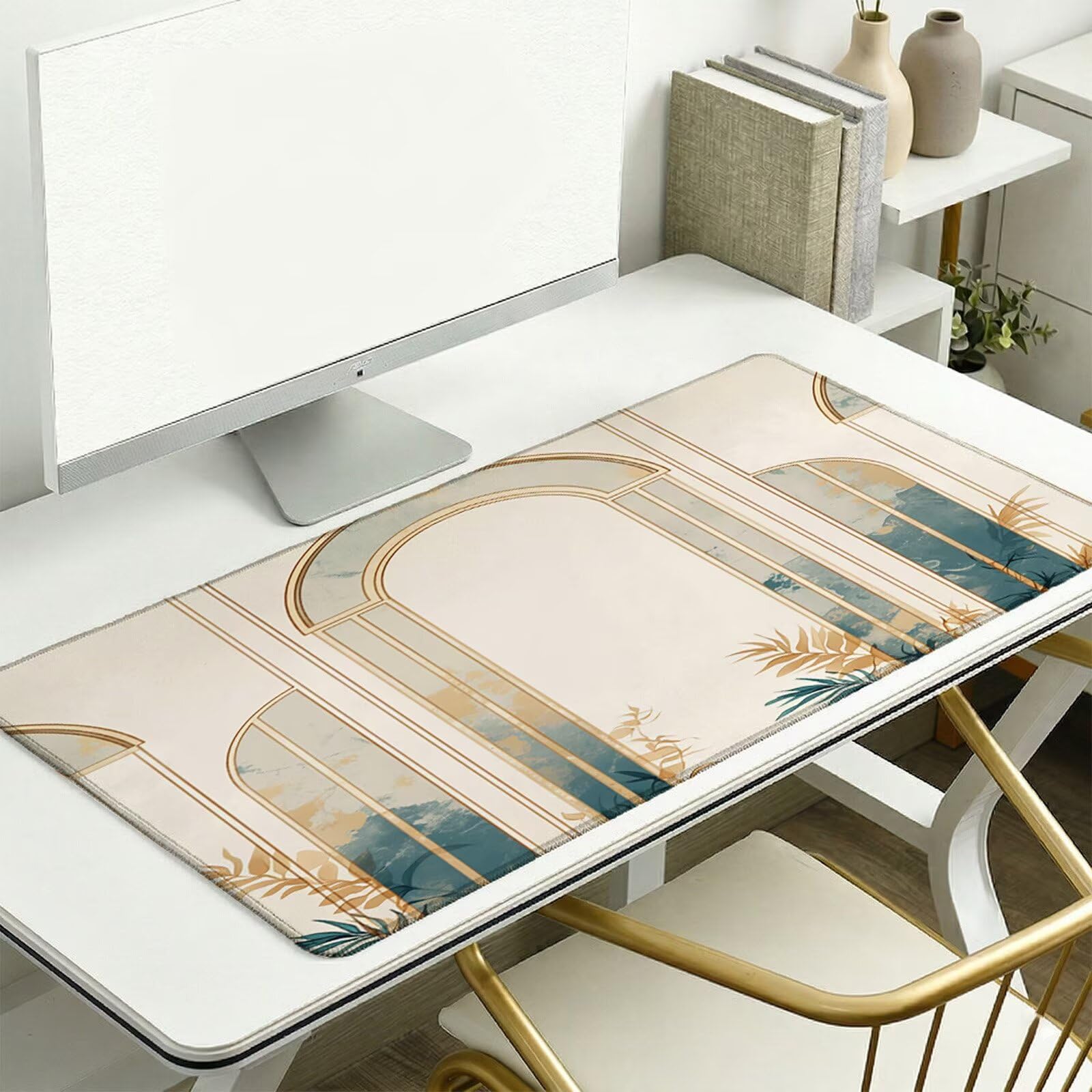 Sottomano Scrivania Grande 1200 x 600 x 3 mm Nordico Tappetino Tastiera Computer con Base Antiscivolo e Bordi Cuciti, Protezione Impermeabile, per Lavoro, Casa e PC Gamer, Regali Uomini (Crema) L-x235
