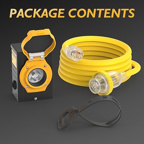Miniatura 8 de TOOLIOM Caja de entrada de generador de 30 amperios, caja de entrada de alimentación NEMA L14-30P de 4 clavijas y cable de extensión de generador de