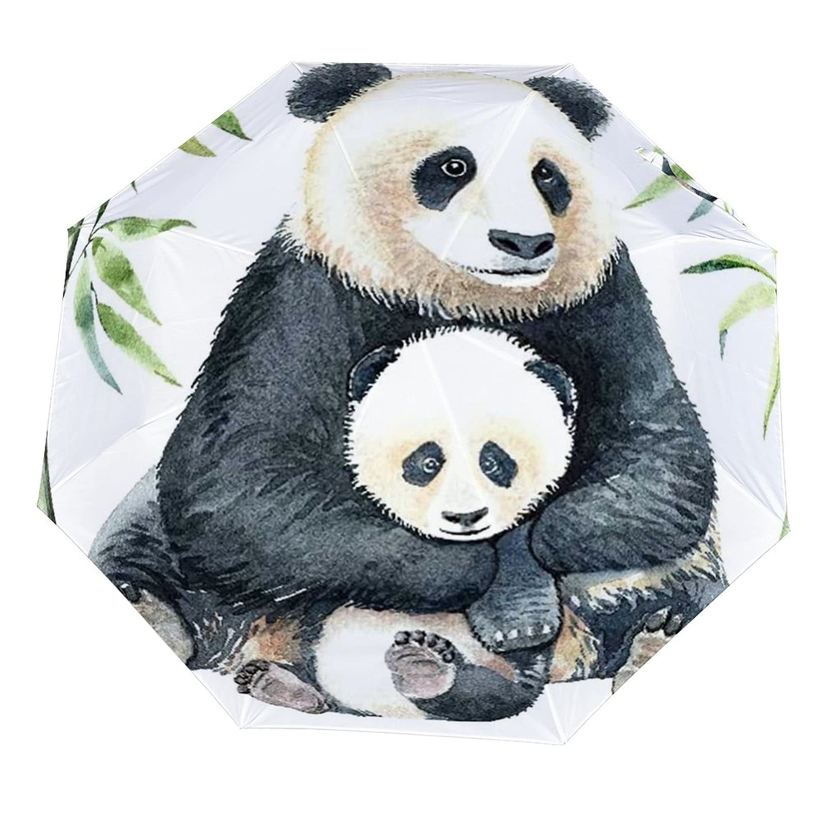 Windproof Travel Folding Automatic 3 Fold Umbrella,Watercolor Painted Fox on A Abstract Background,Sun Protection Travel Compact Folding Umbrella.