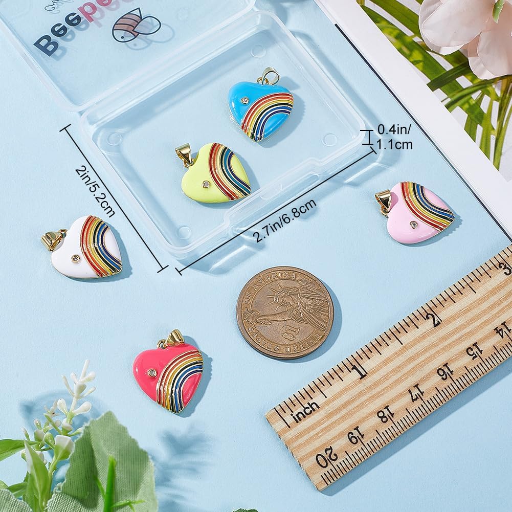 Beebeecraft 1 Box 18K Gold Plated Enamel Slipper Shoe/Bunny/Rainbow/Apple/Mushroom/Clown Charms for Bracelets Jewelry Making