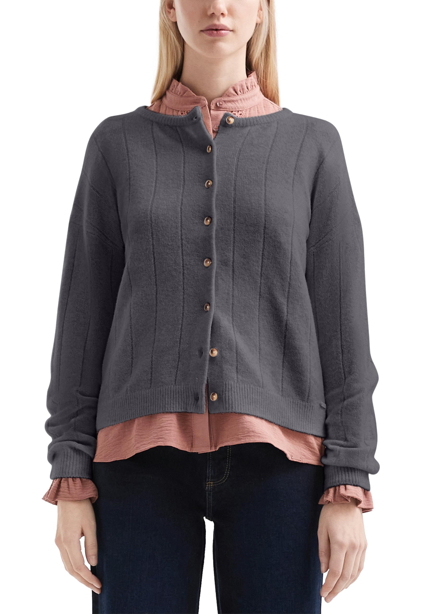 QS Weicher Cardigan mit überschnittenen Schultern