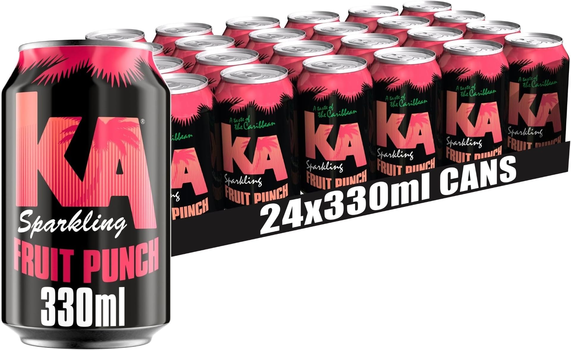 KA Caribbean Fruit Punch Fizzy Drinks - Traditional & Authentic Caribbean Jamaican Style Sparkling Drink - Soft Drinks Multipack - Fruit Punch Soda Drinks Bulk Pack - 24 x 330ml Cans
