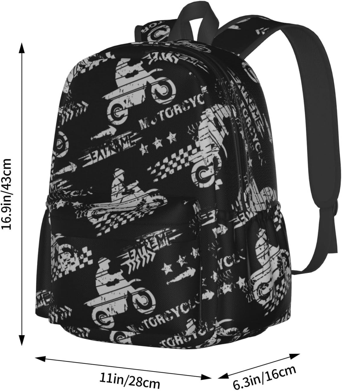 Motocross Dirt Bike Print Laptop Backpack For Men Women, Motorcycle Motorbike Lover Lightweight Daypack Bookbag For Daily Commutes Business Travel Hiking