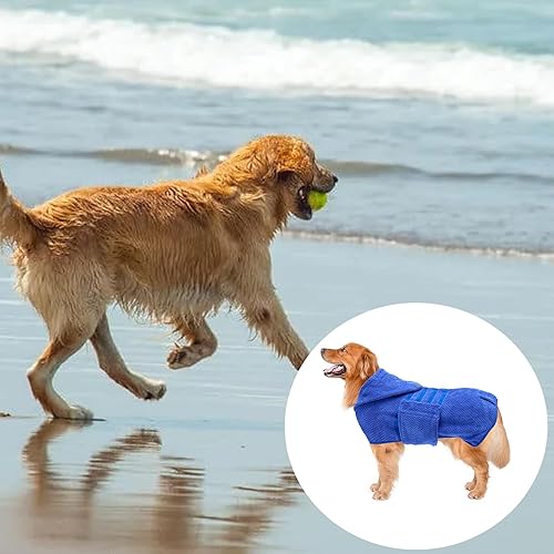 Miniatura 50 de Geyecete Abrigo de secado para perros – Bolsa de secado rápido para perros – Toalla de baño para perros – Toalla de baño de microfibra de secado Azul