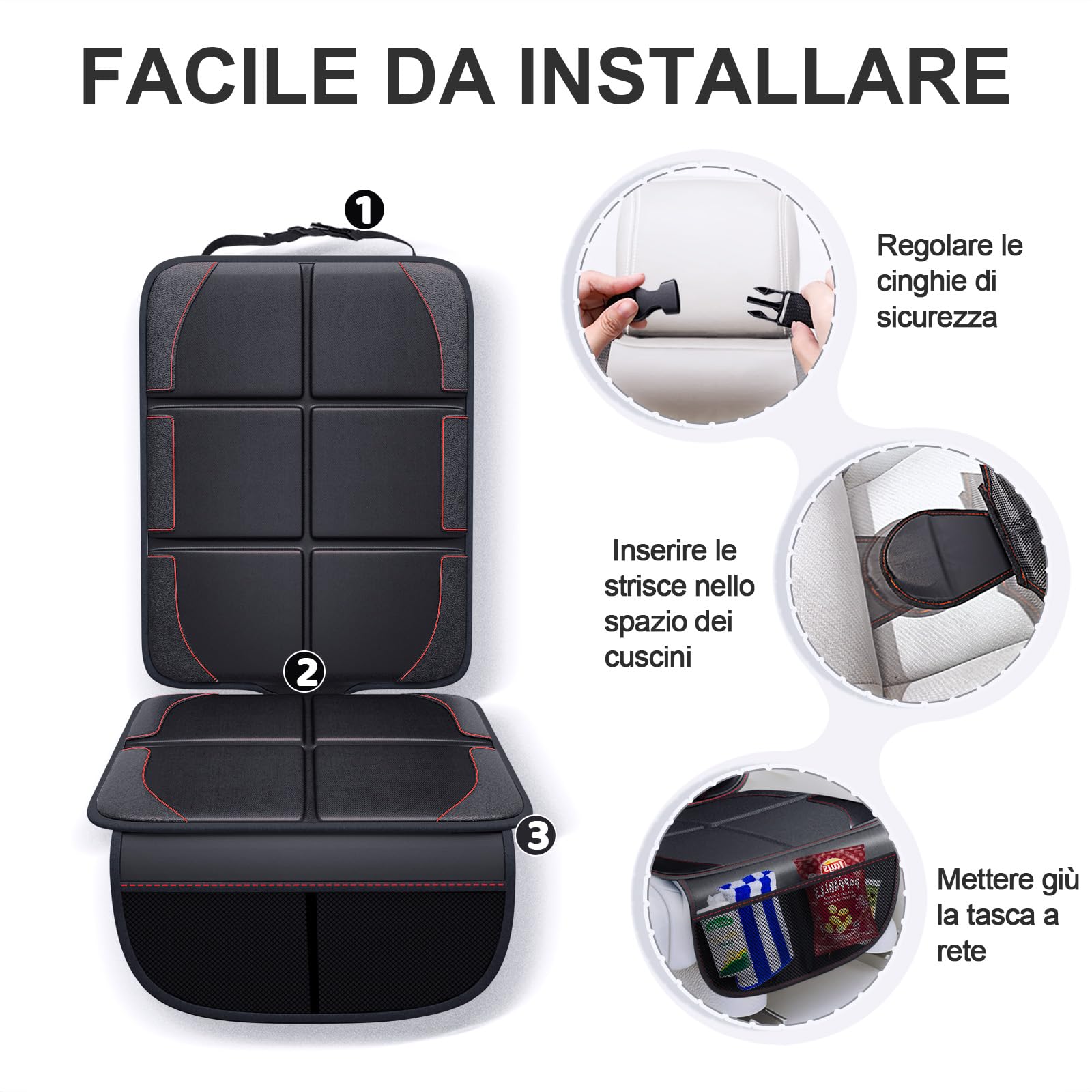 Gimars 2PCS Protettore di Sedili Auto, Compatibile ISOFIX, Antiscivolo Impermeabile Coprisedili Auto Bambini, Tessuto 600D Proteggi Sedile Auto con 2 Tasche in Rete per Pet SUV Berline Camion