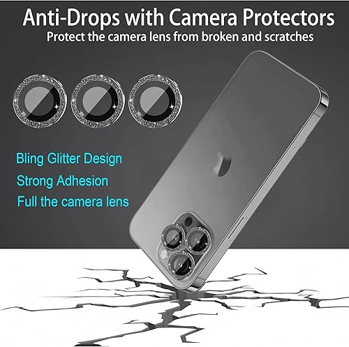 Miniatura 2 de 3+1 compatible con iPhone 13 y iPhone 13 mini protector de lente de cámara, purpurina brillante, cubierta de cámara de vidrio templado, protector de