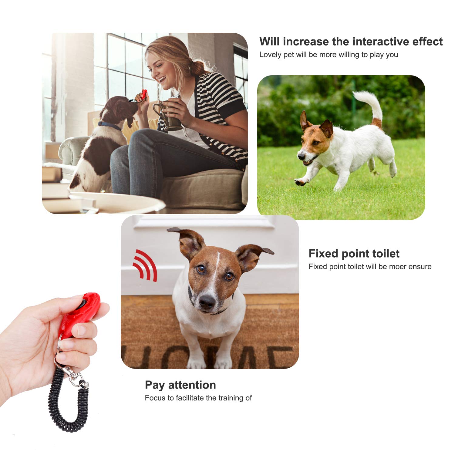 MaoXinTek Clicker per Cani Fischietto Con Cinturino Per l’Addestramento Del Proprio Cane, 4 Pezzi Animale Domestico Clickers Addestrare Il Tuo Amico Cuccioli Gatti Uccelli, Pulsante Clicker