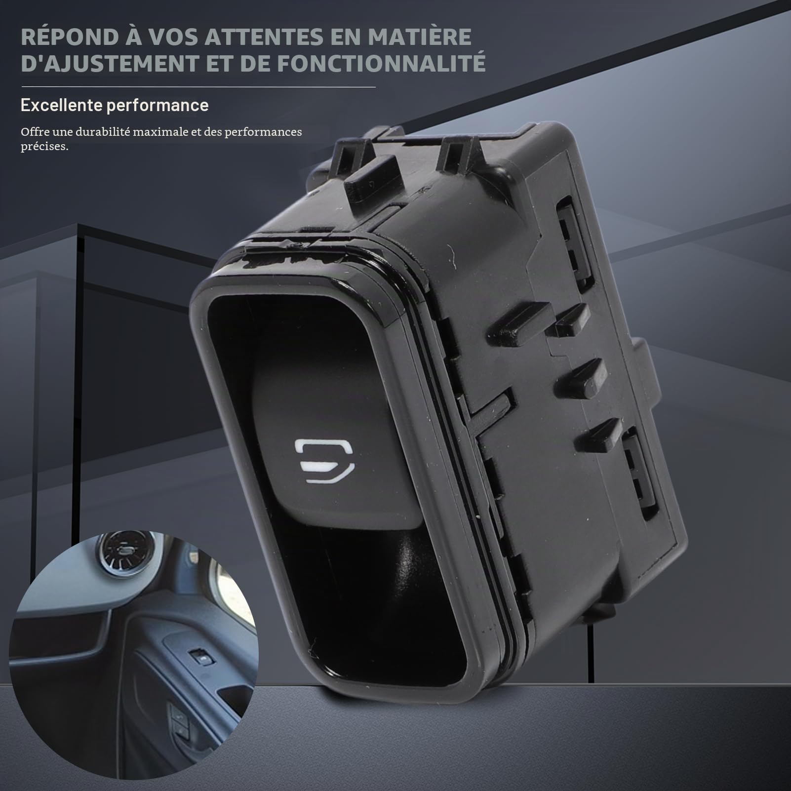 Bouton de lève-vitre A90790505049051, A9079050504 pour Sprinter W907 W910, Noir, Bouton Poussoir (SPST), Manuel, Montage en Surface
