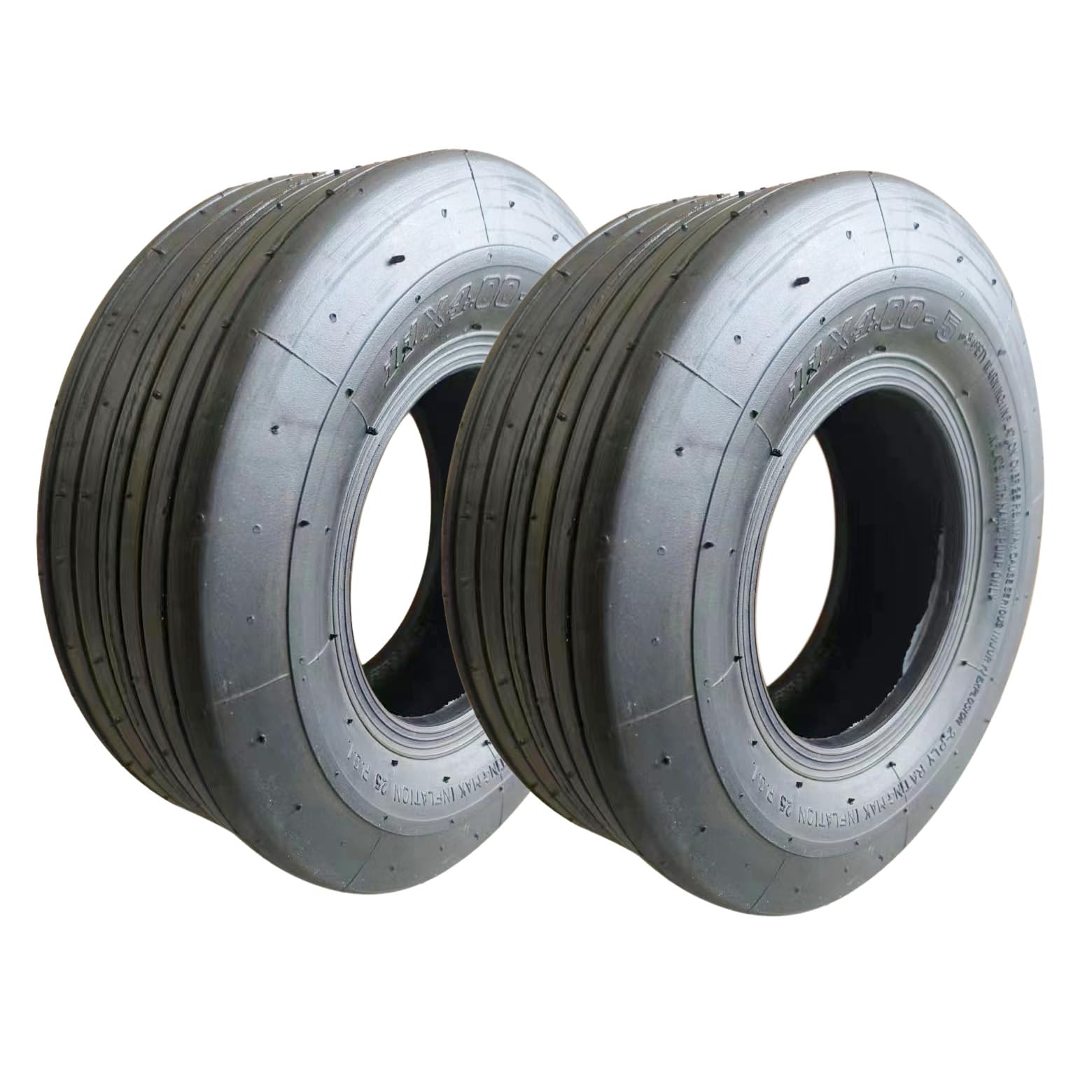 Marastar 11x4.00-5 Replacement Lawn Mower Tire and Tube, Pneumatic (Air-Filled), Ribbed Tread, 2 Pack