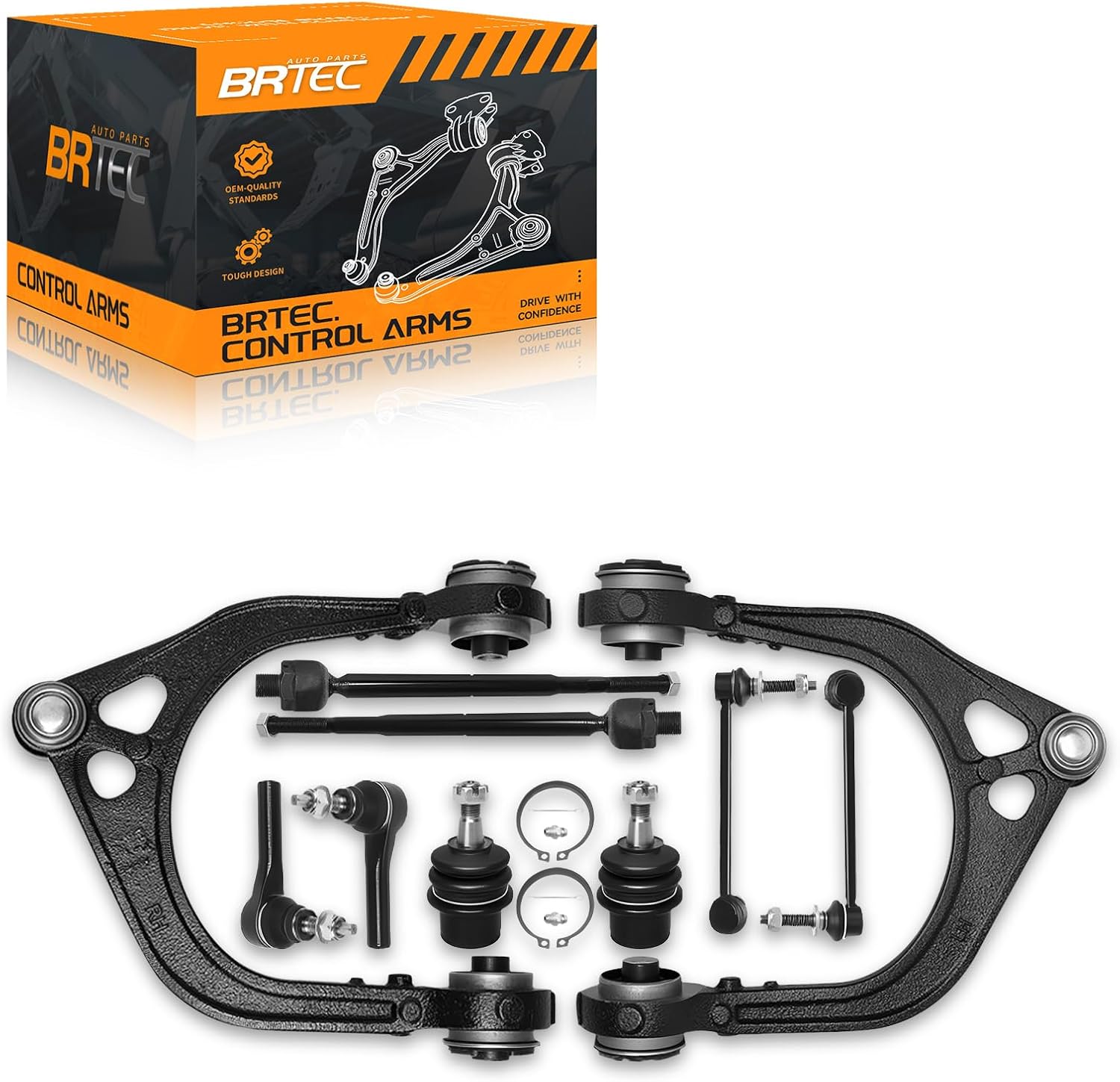 RWD Front Upper Control Arms kit for Chrysler 300 2005-2010; for Dodge Magnum 2005-2008, Charger 2006-2010, Challenger, 2008 2009 2010 w/Lower Ball Joints + Sway Bar Links + Tie Rod Ends - 10pc Set