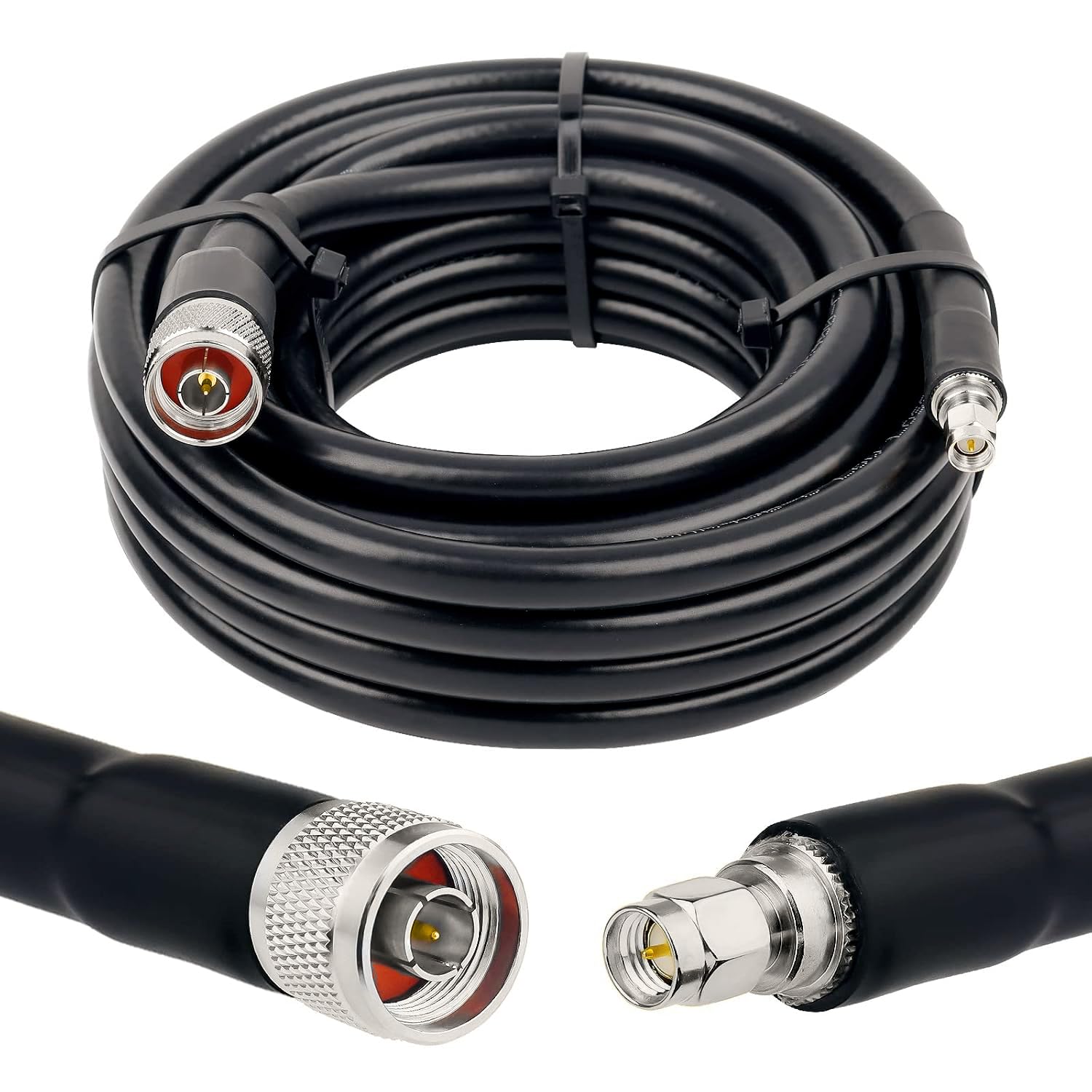 LMR 400 Low Loss Extension Coaxial Cable N Male to SMA Male Type Plug Connectors for 4G, 5G, LTE Router, GPS, Radio 2 meter-Black-image-23