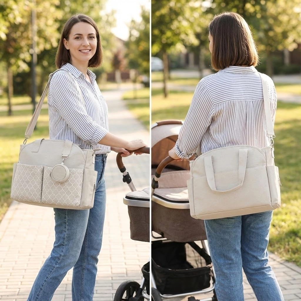 Sac À Dos Langer Pour Bébé, Sac De Rangement Voyage Étanche Grande Capacité, Main Portable Avec Tétine, Gris