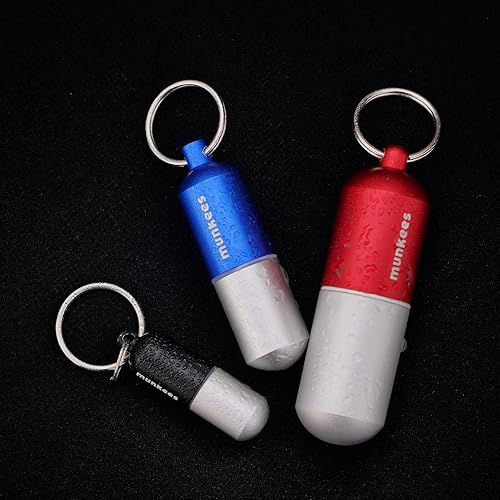 Miniatura 6 de munkees Pastillero portátil grande impermeable cápsulas EDC llavero, botella de píldora de viaje para camping, senderismo, mochilero, contenedor