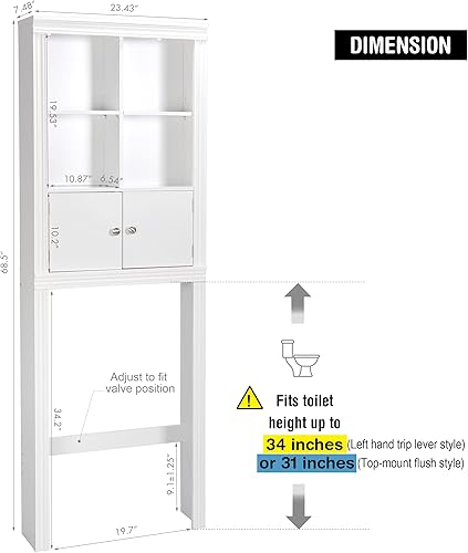 Miniatura 2 de Spirich Estante de baño para el hogar sobre el inodoro armario de almacenamiento sobre el inodoro organizador de baño para ahorrar espacio blanco