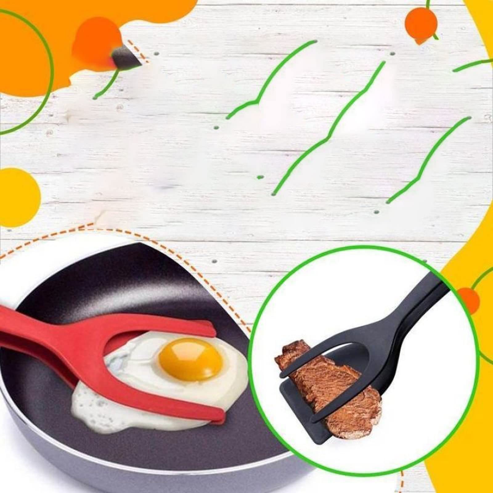 Pinzas multifuncionales para Bolsas de Barbacoa, Pinzas para Alimentos, espátula para Huevos fritos, Pala para panqueques, Pinzas para Pizza, Barbacoa, Tortillas, Utensilios de Cocina