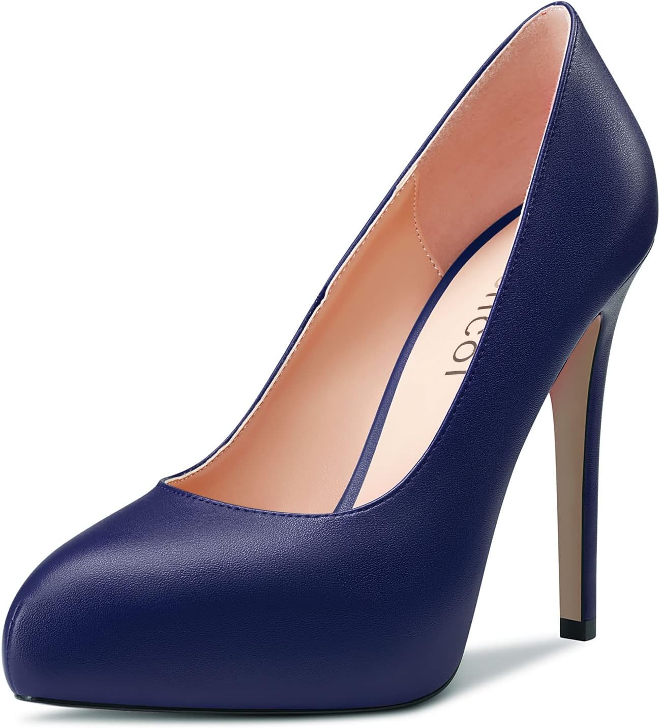 Aachcol Women Platform Pumps Round Toe Slip-on Stiletto High Heel Dress Shoes Matte Office Wedding Shopping 5 Inch