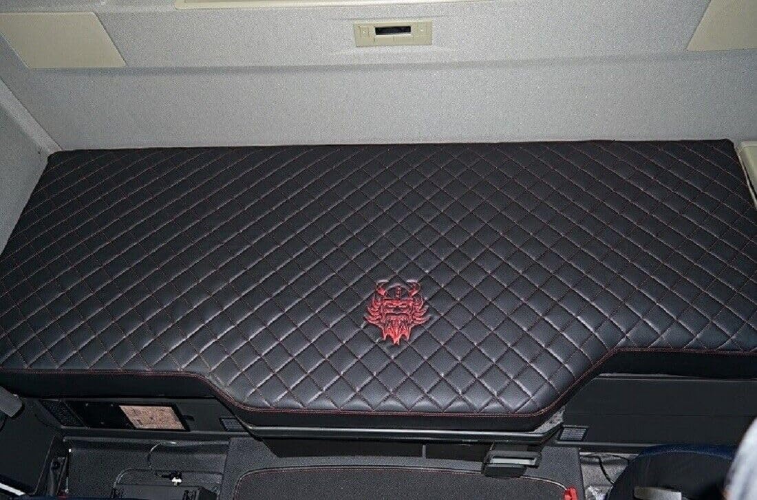 COUVERCLE DE TONNEAU compatible avec VOLVO FH4, FH5 - CUIR ÉCO NOIR & COUDRE ROUGE