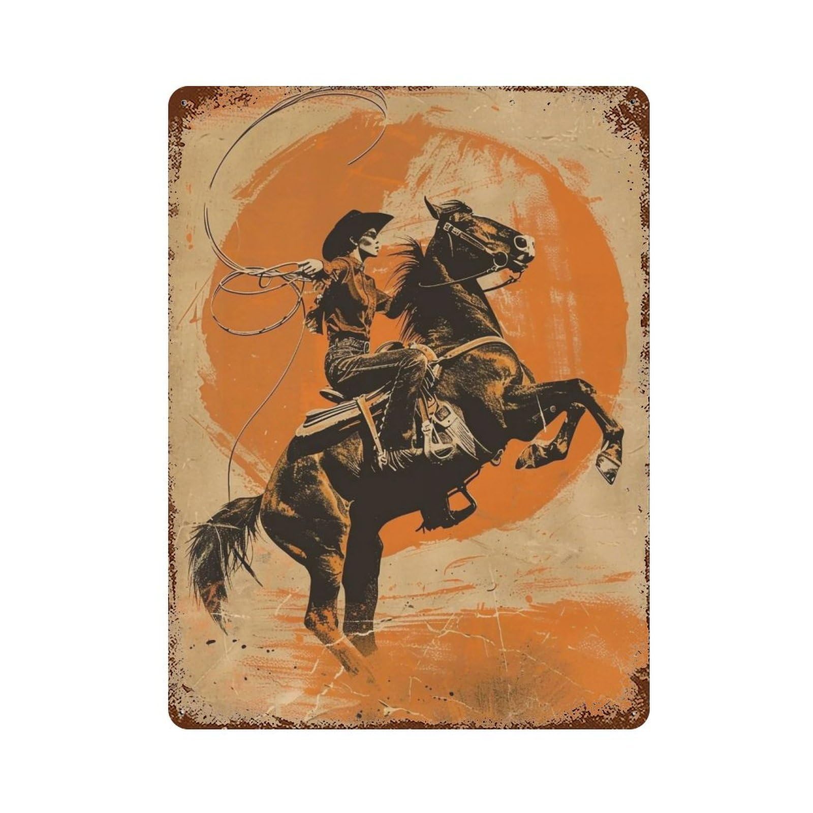 FHUYEURHRY Western Cowgirl 04 Wall Decor Retro Iron Vintage Art Metal Tin Sign Poster Modern Home Cofffee Club Art Bar Shop Decorations Style 40x30cm