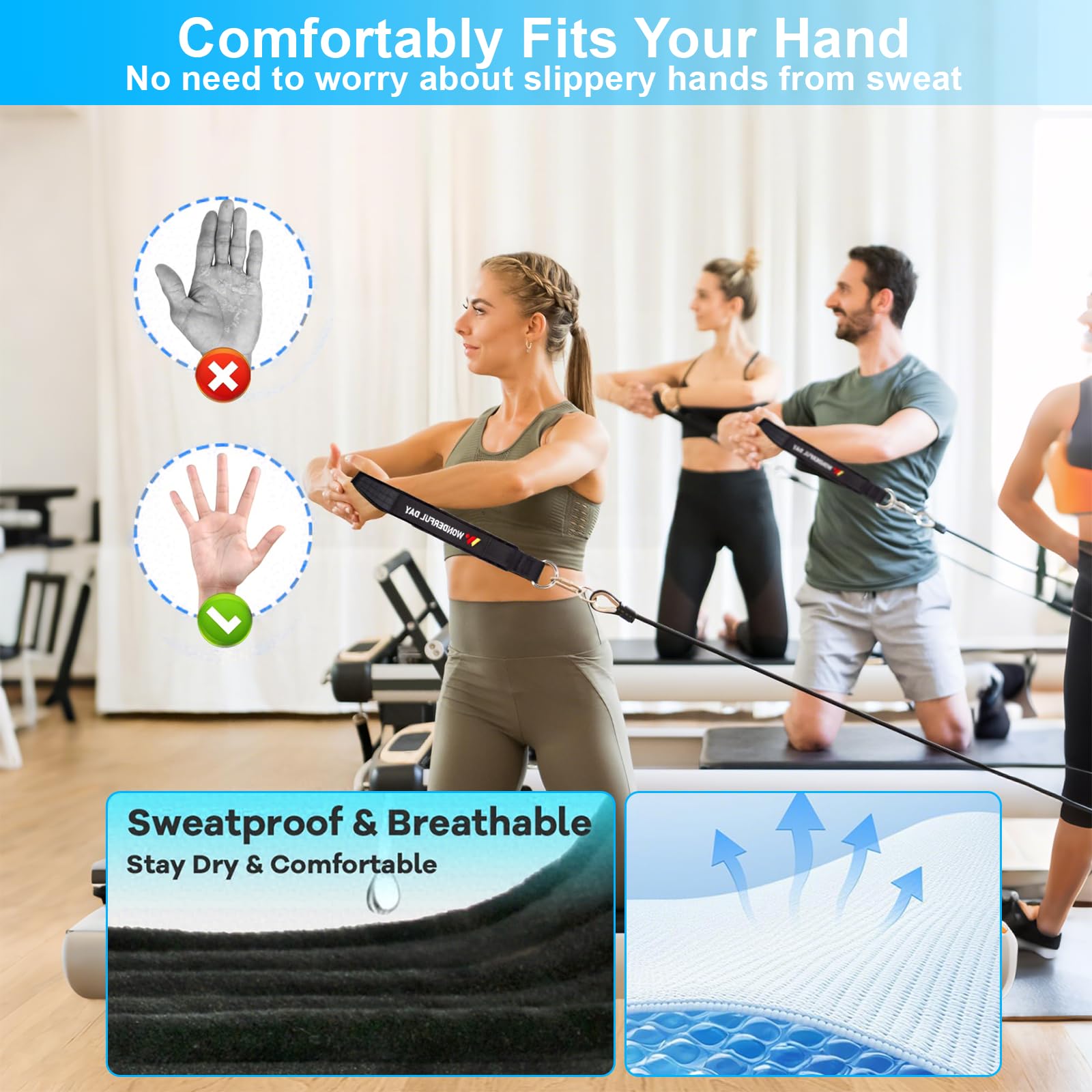 2 Pièces Sangles De Pilates, Sangle Musculation à Double Boucle, Épaisseur Confortable Avec Anneau En d, pour Bande De Resistance Musculation, Entraînement à Domicile, Sangle De Tirage