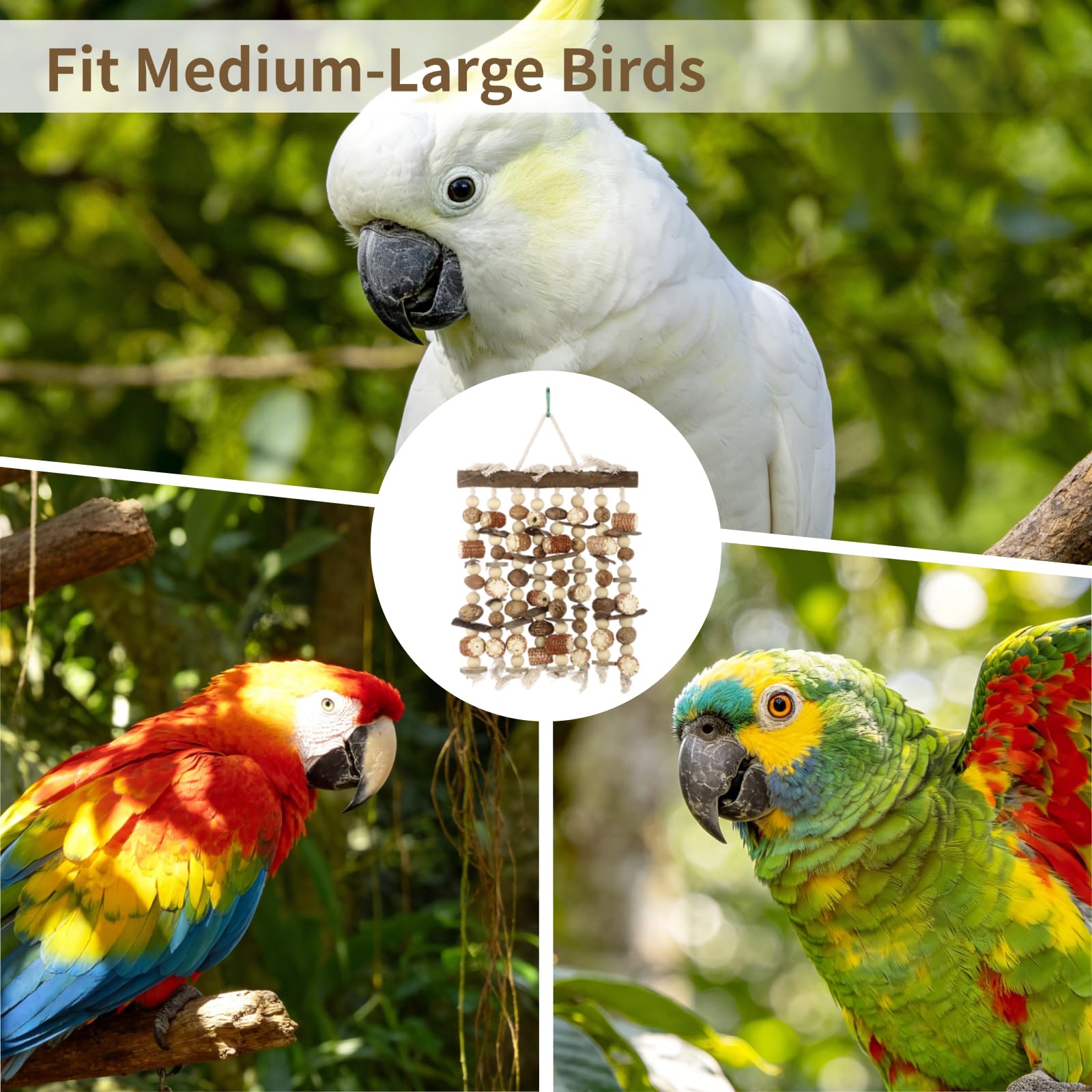 Grand jouet à mâcher pour perroquet naturel à suspendre avec épis de maïs, accessoires de cage à oiseaux pour aras, cacatoès, perroquets de grande et moyenne taille