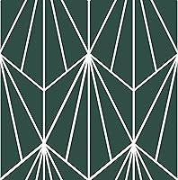 FloorPops FP3926 Beryl Peel & Stick Vinyl Floor Tiles, Emerald Green Geometric, 12x12 Inch 10-Pack Mid-Century Modern