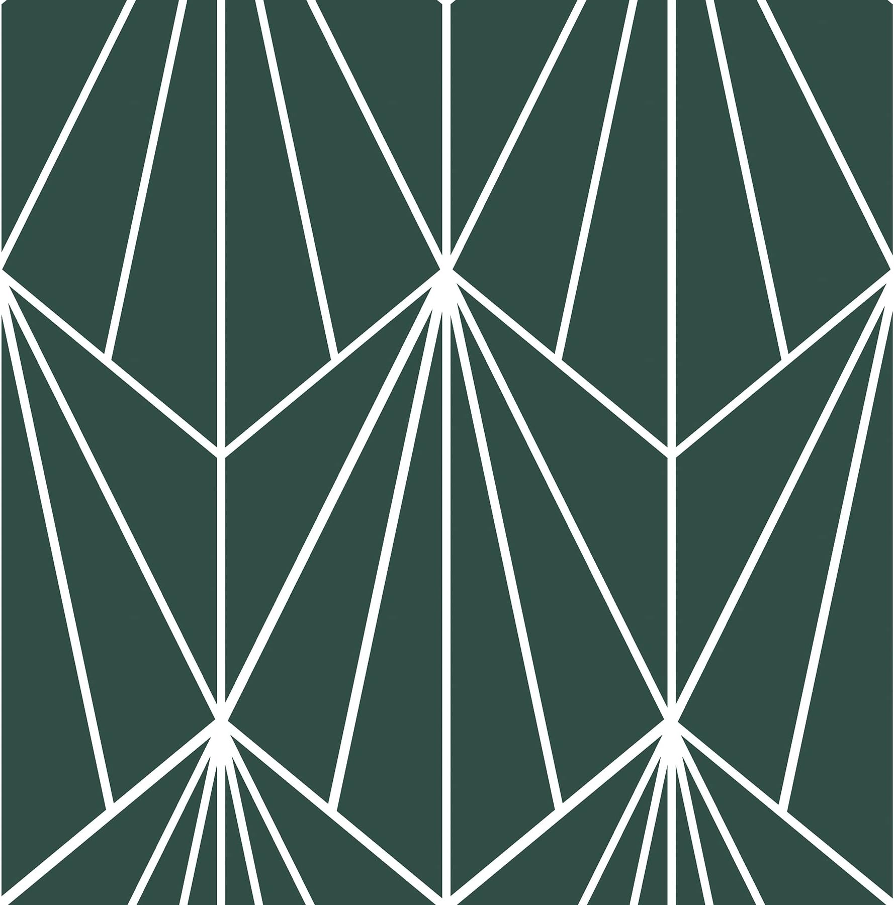FloorPops Beryl Peel and Stick Floor Tiles, Green, Geometric Vinyl Floor Tiles, Water Resistant, 12 in x 12 in, Pack of 10