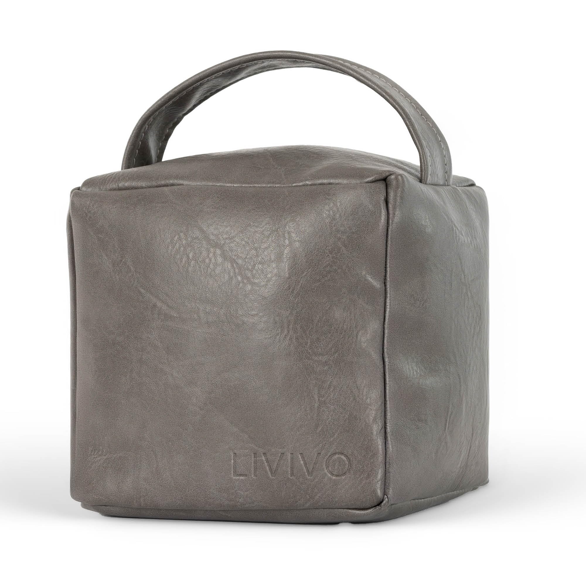 LIVIVO Fabric Heavy Doorstop - Sand-Filled Door Stop Indoor with Faux Leather Cube Cover - Decorative Door Stops for Home or Office - Heavy Door Stop (Grey) — image 1