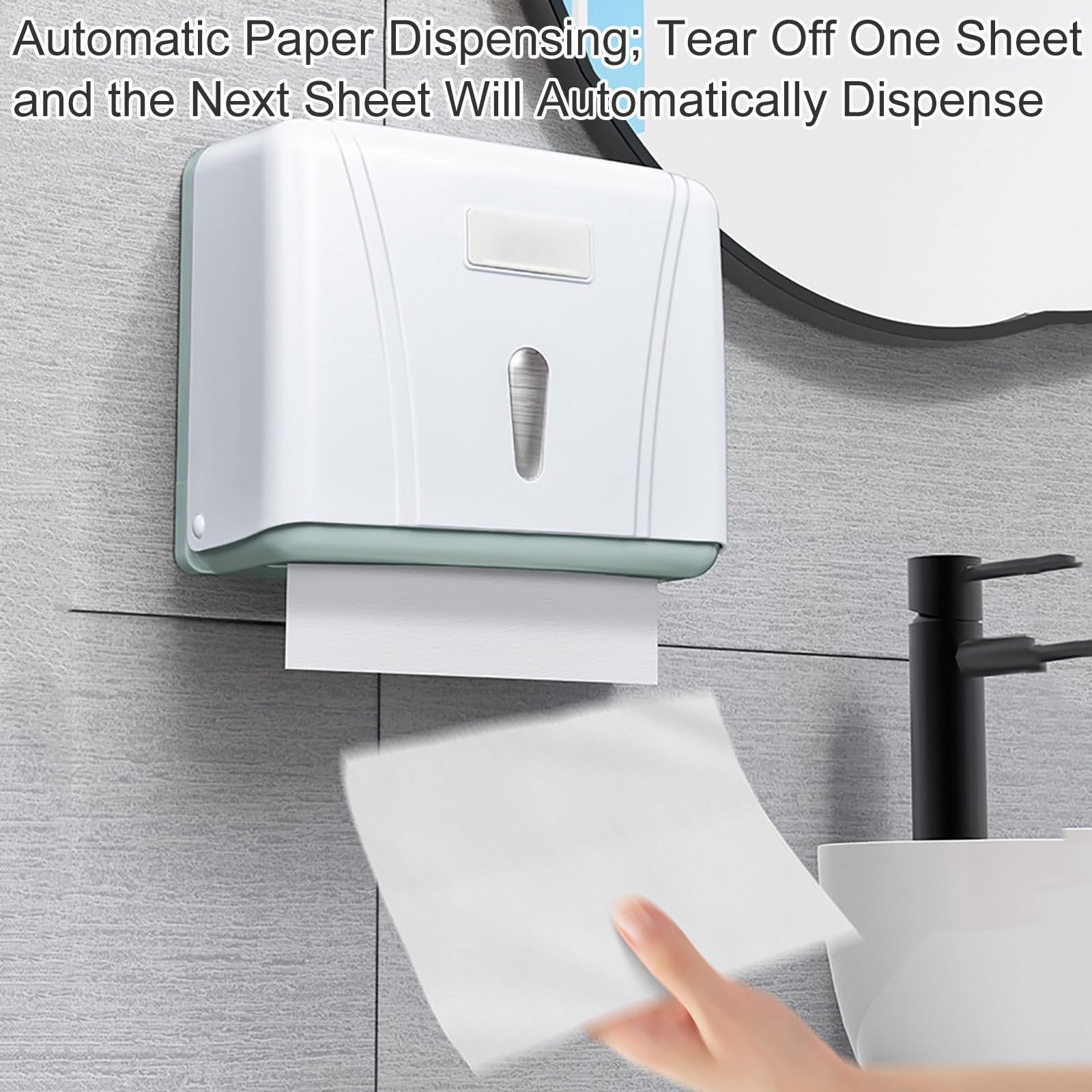 Dispenser Carta Asciugamani, Dispenser Carta Igienica Commerciale, Dispenser di Fazzoletti da Parete(Black)