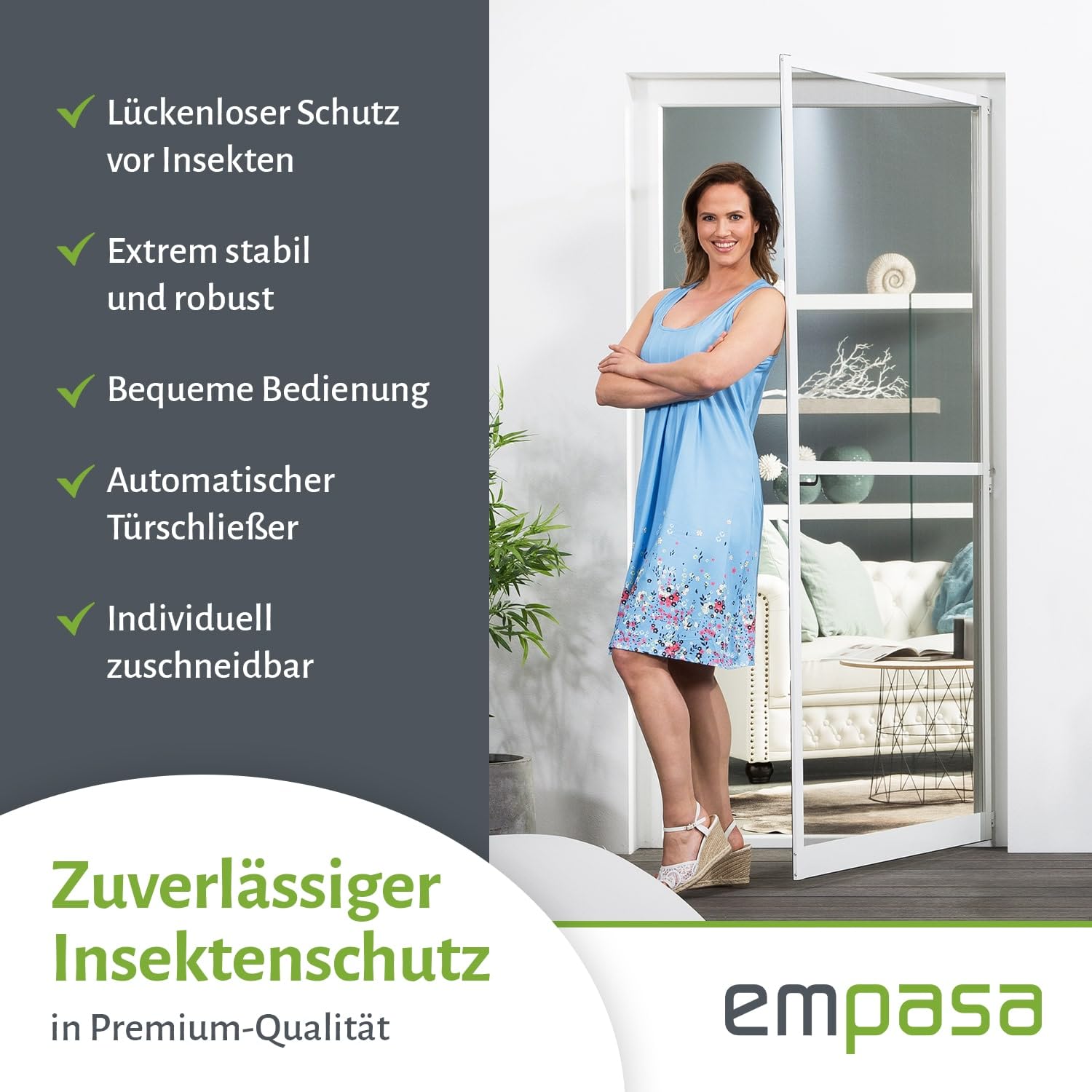 empasa Insektenschutz Fliegengitter Tür Alurahmen MASTER SLIM PLUS, individuell zuschneidbar, als Selbstbausatz, Farbe: anthrazit, Größe 100 x 210 cm