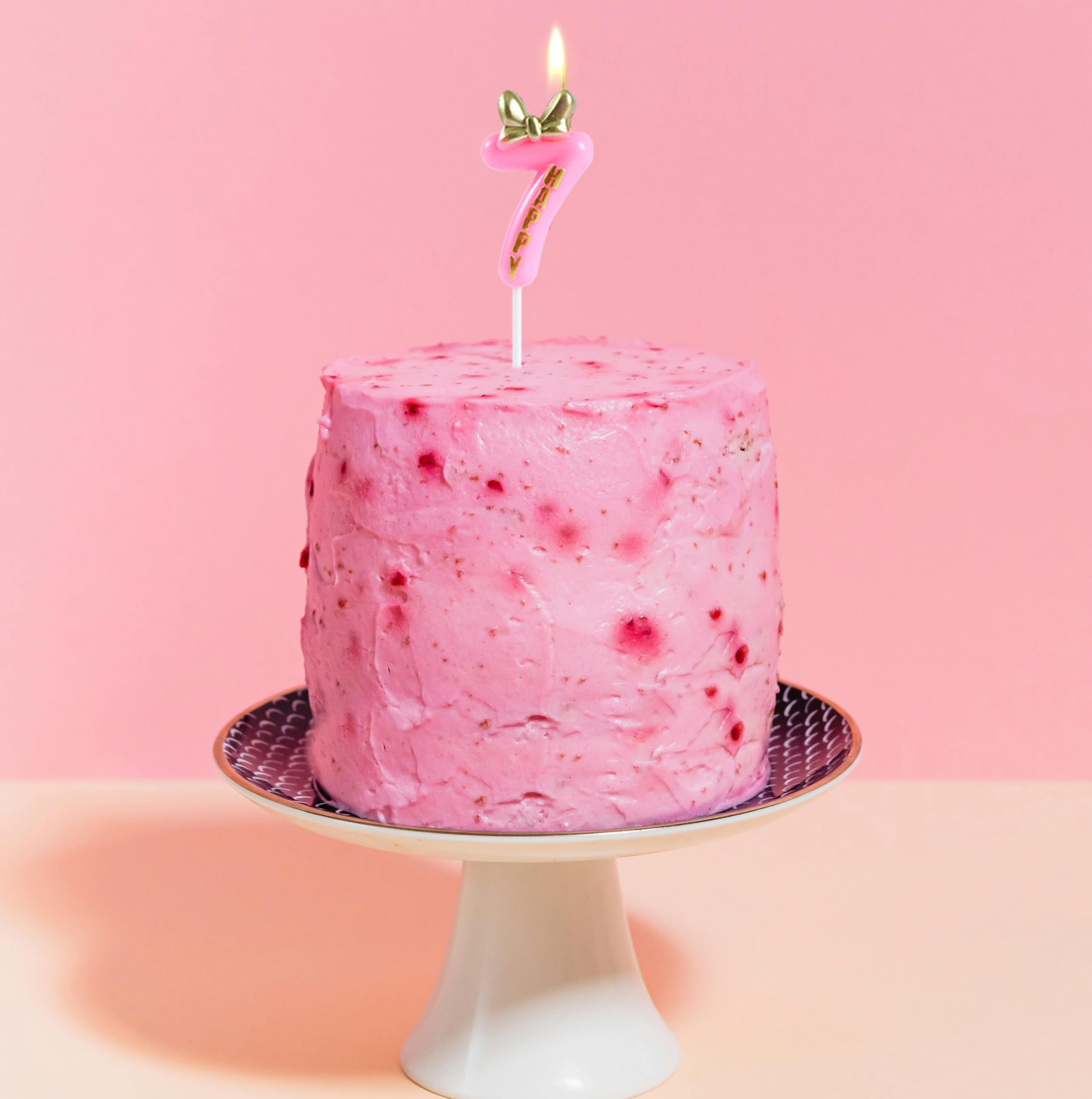 Candela Per Torta Numero 5 Oro E Rosa Con Fiocco 3D - Altezza 11,9 Cm - Per 5° Compleanno, Feste A Tema Principessa E Decorazioni Fai Da Te