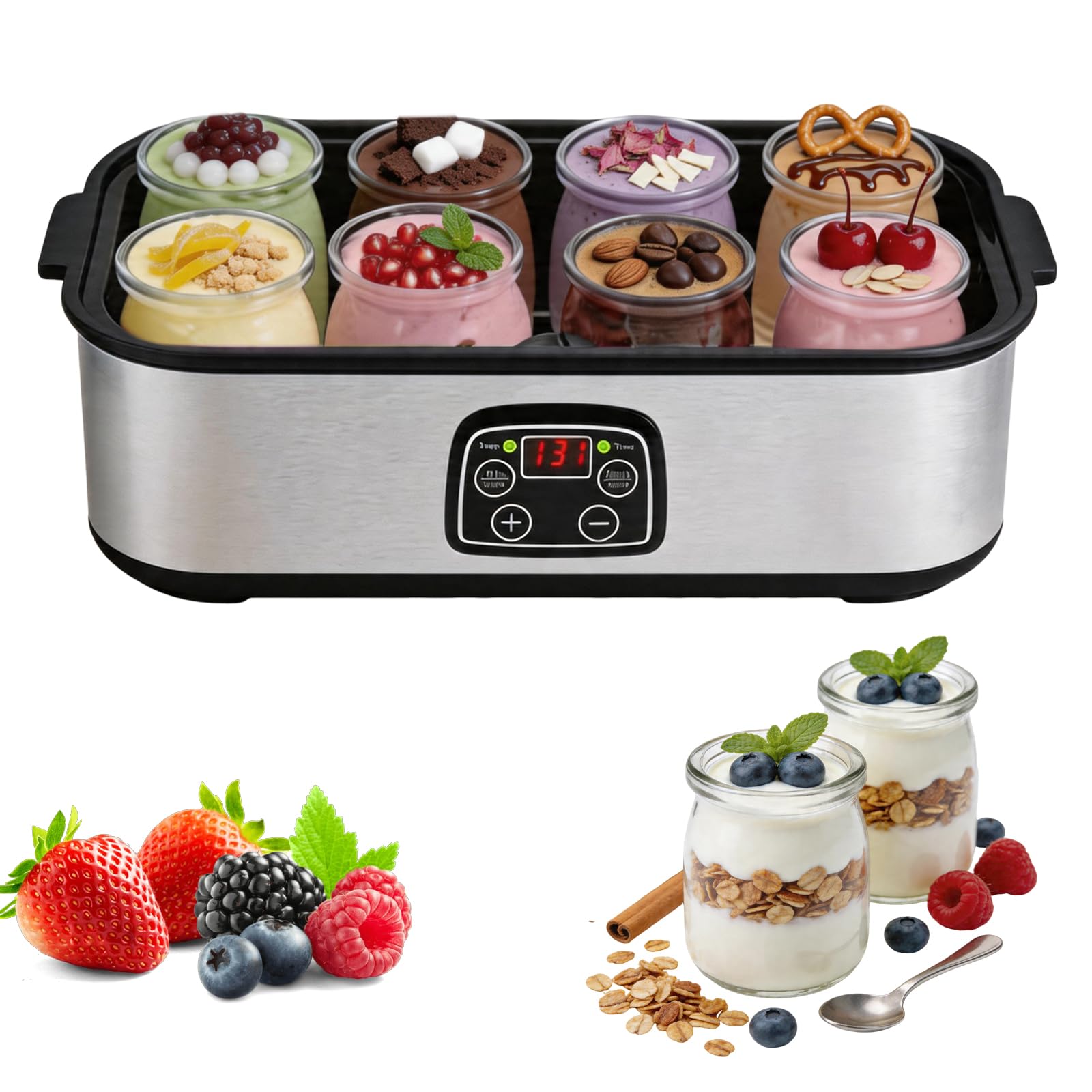 Yoghurt Maker with 8 Glass Jars, 1400ml Electric Yogurt Maker Machine