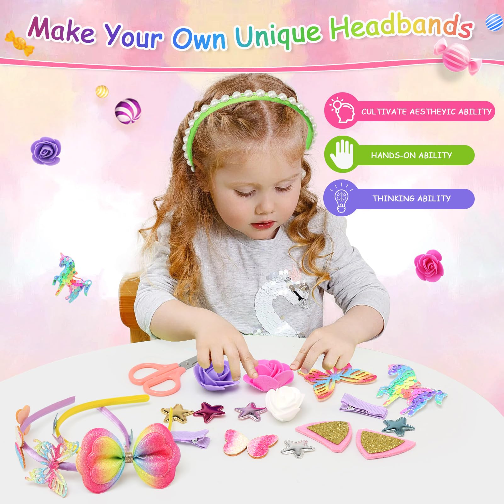 GOLDGE Kit De Fabrication De Bandeaux Pour Filles, Accessoires Pour
