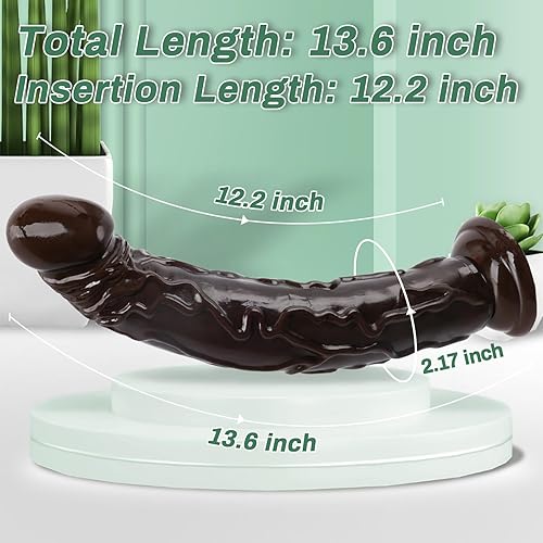 Miniatura 2 de XINBALE Consolador realista, longitud total de 13.6 pulgadas, longitud de inserción de 12.2 pulgadas y 1.73 pulgadas de diámetro, consolador grande