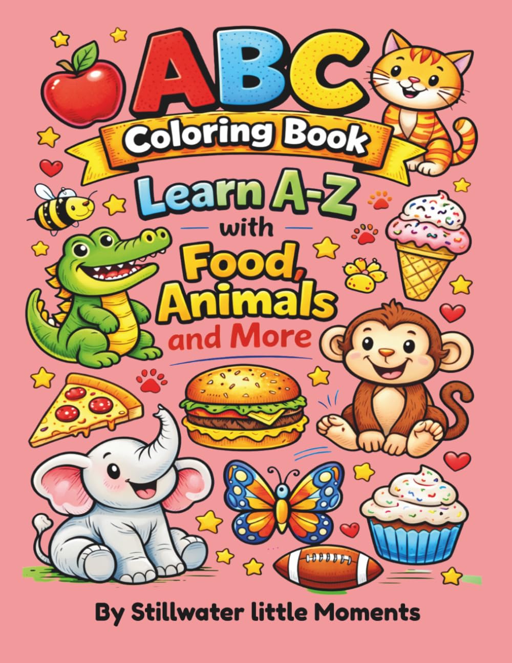 ABC COLORING BOOK: Learn A-Z with Food Animals and More