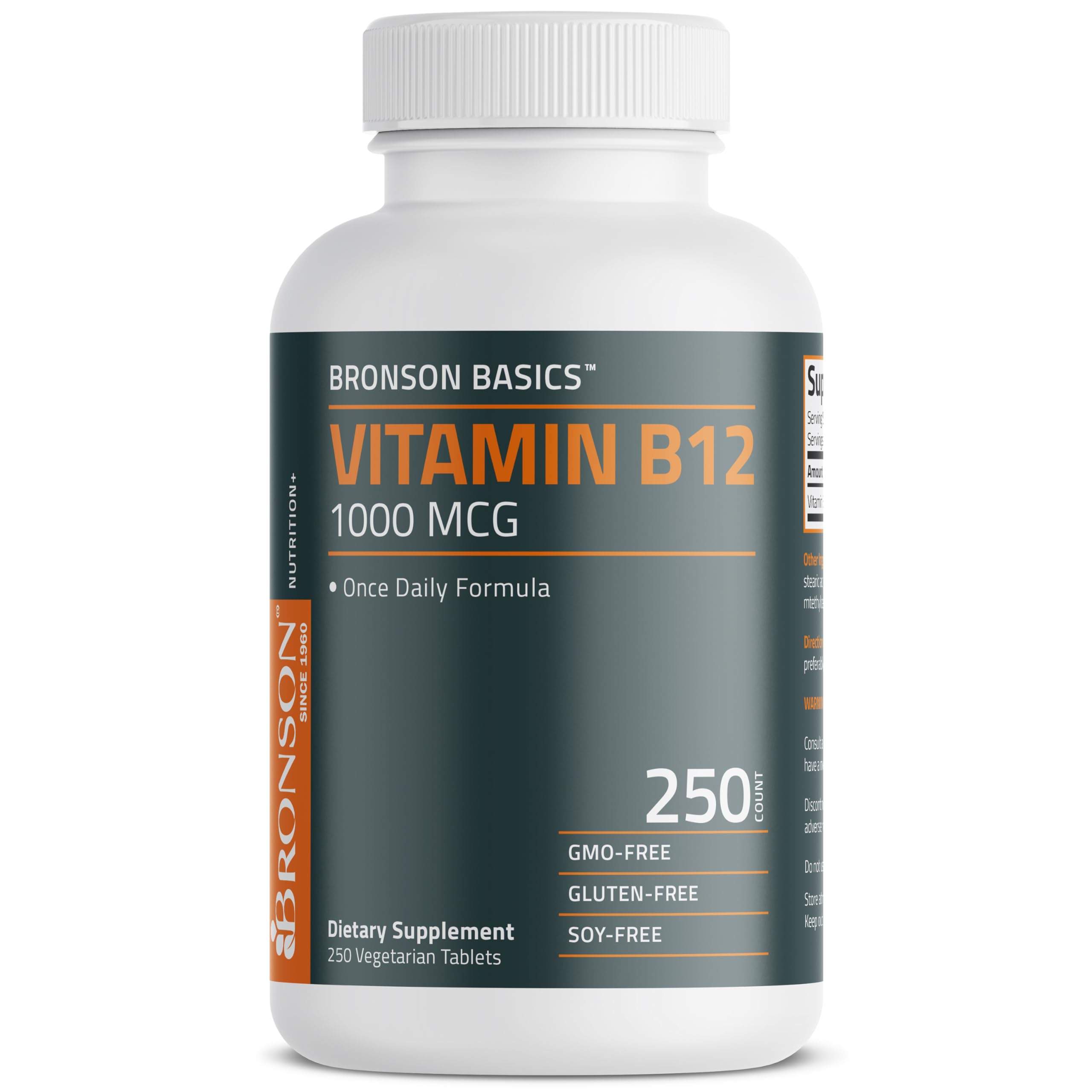 Bronson Vitamin B12 1000 mcg Once-Daily Formula, 250 Vegetarian Tablets — Amazon image 5