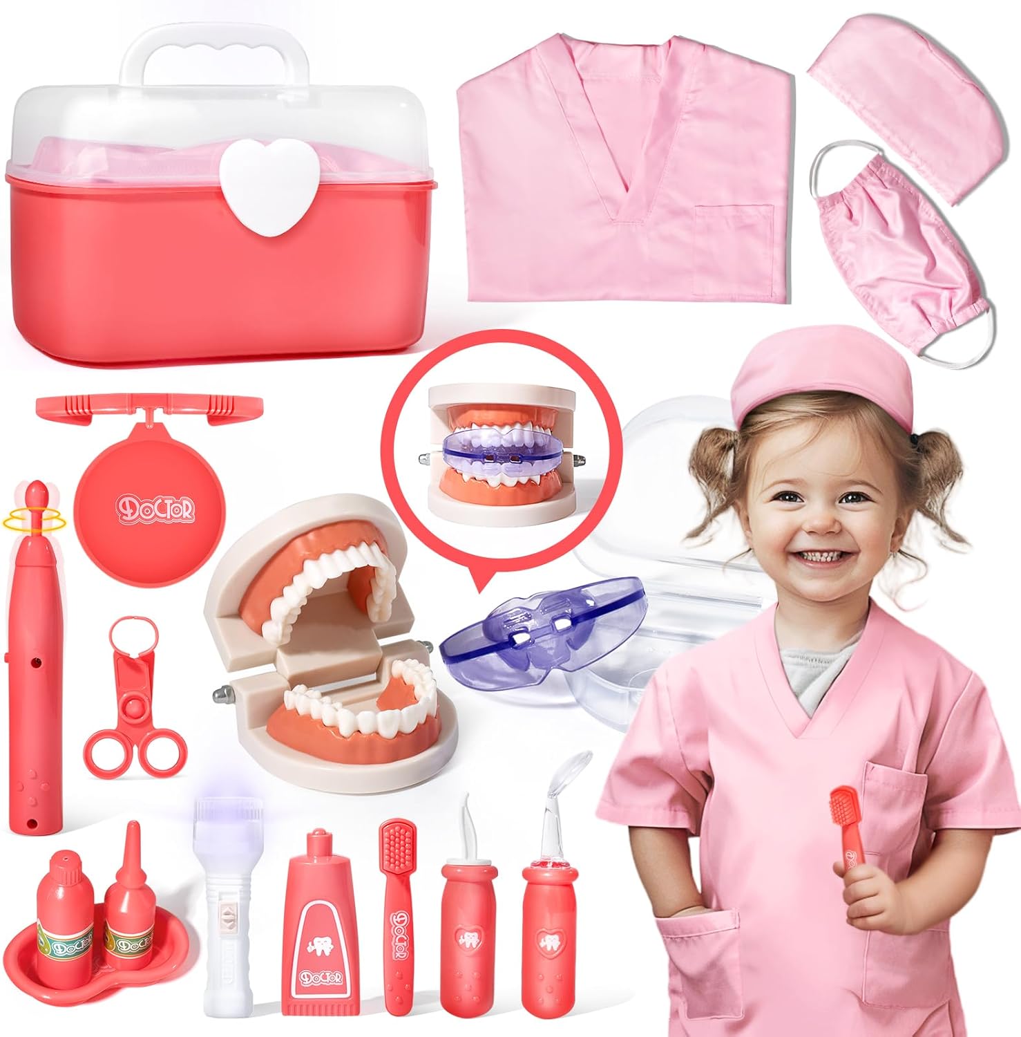 Dentist Kit for Kids with Pretend Teeth, Dental Accessories