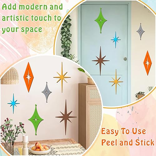 Miniatura 7 de 6 piezas de decoración de pared de madera con forma de estrella, arte de pared de explosión de estrellas atómicas, decoración de pared moderna de