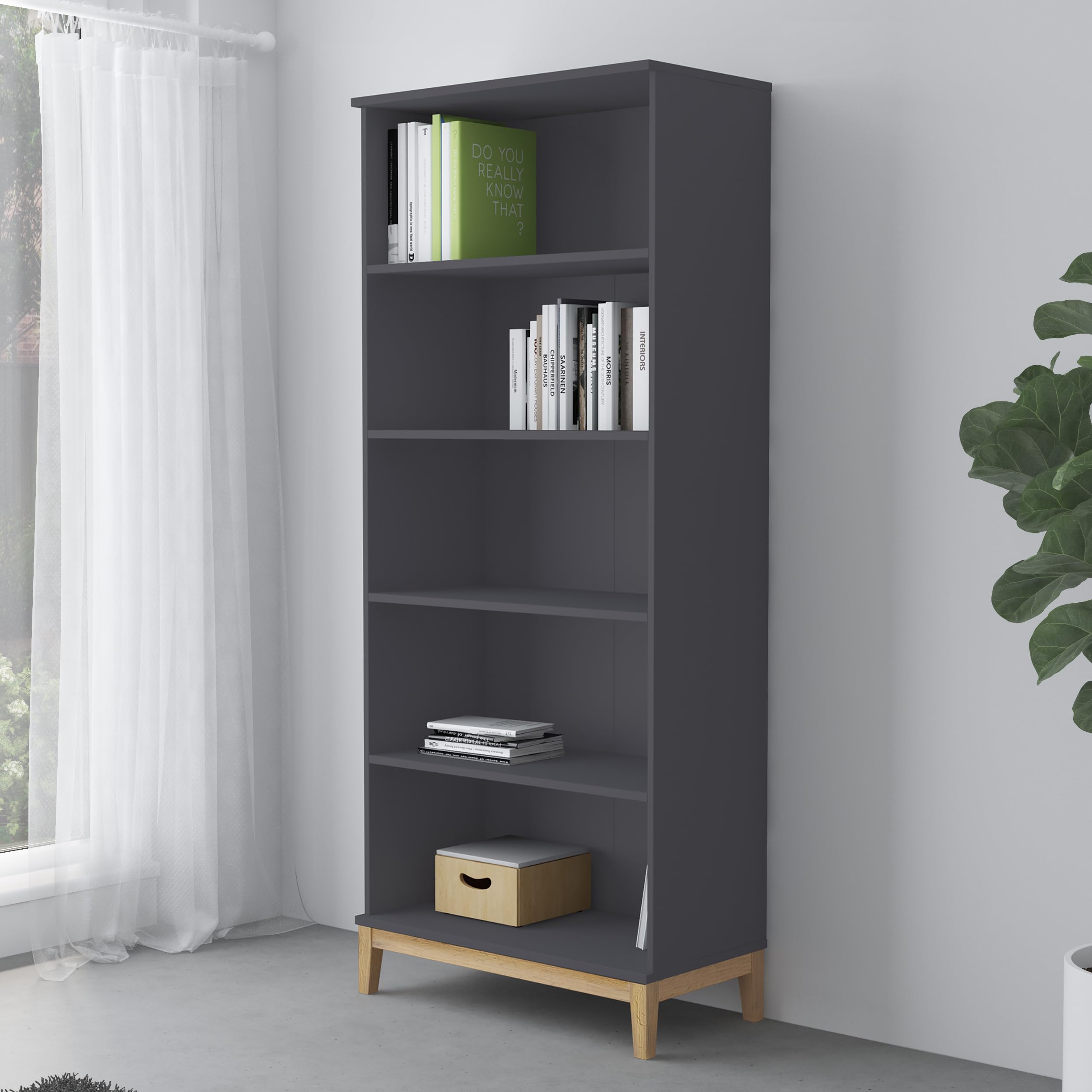 Cosmoliving By Cosmopolitan Pelle Bookcase With 4 Shelves