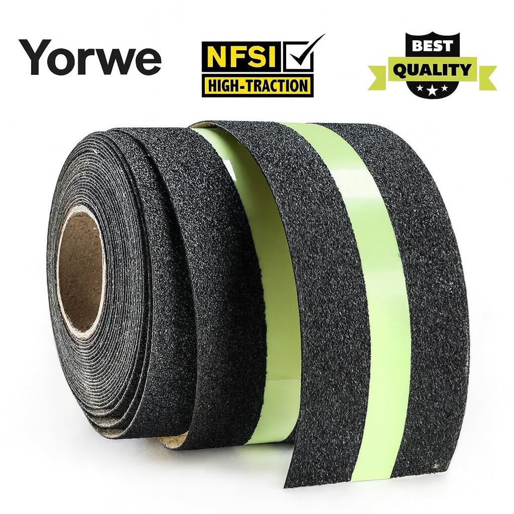 Yorwe Anti Slip Tape for Stairs Waterproof – Non-Skid Safety Gripper Tape for Home Steps, Glow in the Dark Floor Stickers, Anti Skid Tape for Tiles, Surface, and Bat (50MM x 5 Meter) - Image 4 thumbnail