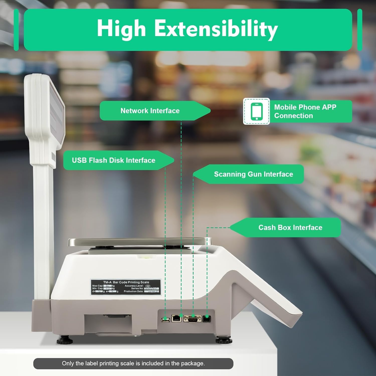 Balanza Comercial con Impresora Térmica Doble, Balanza Electrónica De Precios con Precisión De 5 G Y Pantalla De Código De Barras para Comercios Minoristas, Supermercados Y Carnicerías.