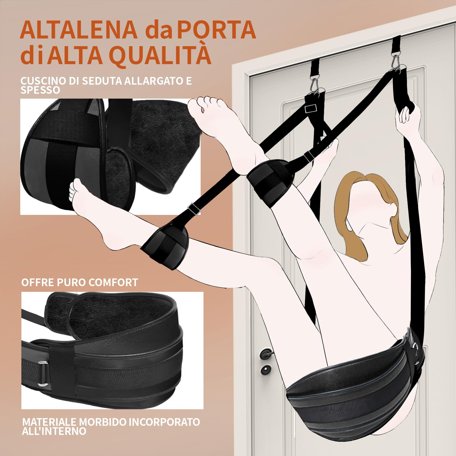 Manette per Coppia Manette Sexishop Manette Sexyshop Sexytoysys Donna Coppia Giochi per Coppie Giochi Erotitici Sexy per Coppie Altalena Sospesa Regolabile Pelle Nere