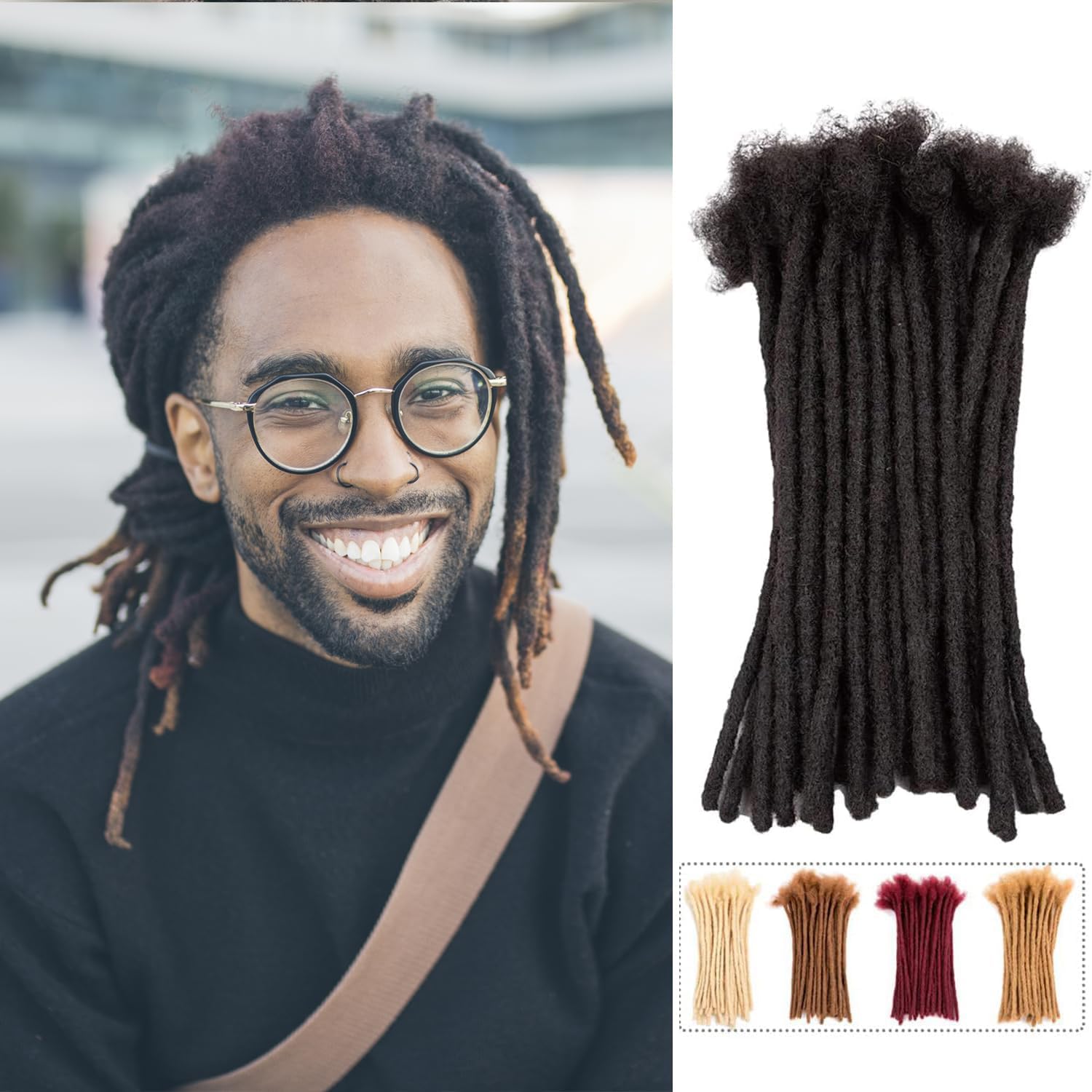 Teresa 10 Inch 100 Strands 100% Human Hair Dreadlock Extensions for Men/Women/Kids 0.8cm Width Full Hand-made Permanent Dread Locs Extensions Human