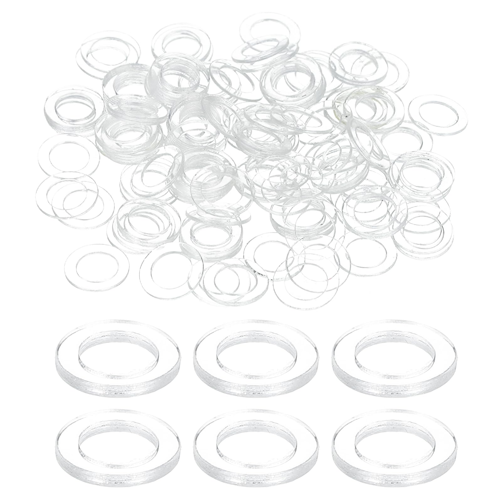 sourcing map 150 Pcs M5 PVC Flat Washers Clear Plain Washer 5mm ID 8mm OD 1mm Thick Round Flat Spacers for Screws Bolts Glass Shower Door Handle Bathroom