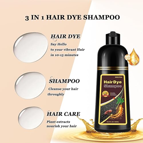 Miniatura 4 de Champú instantáneo de color castaño rubio, champú de tinte de cabello castaño dorado 3 en 1 para mujeres y hombres, champú de cabello castaño de