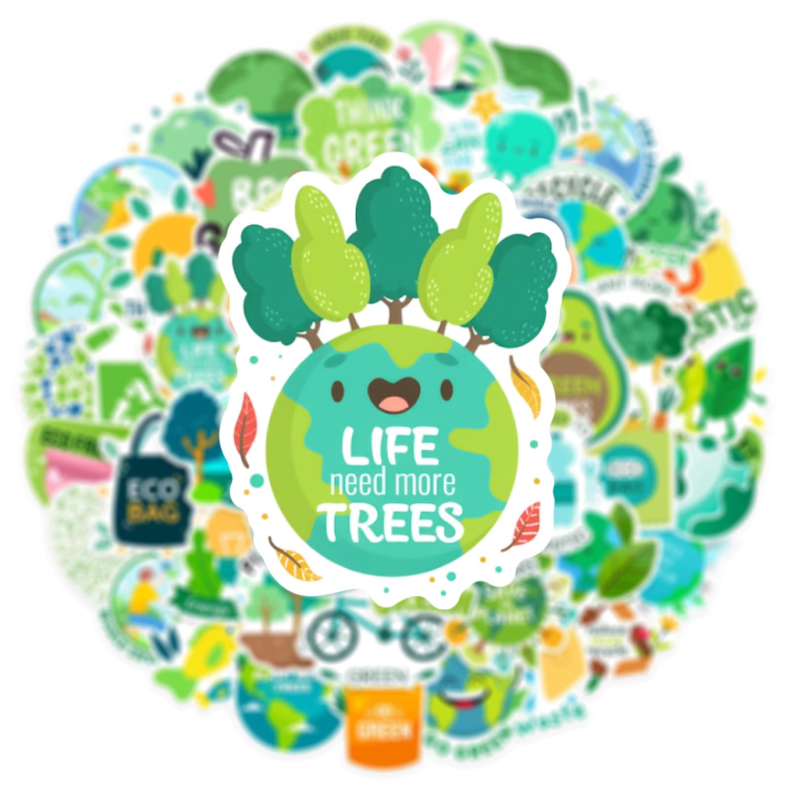 Environmental Protection Stickers 50PCS for Adults Teens,Save The Earth Green Eco Friendly Waterproof Decals for Laptop Water Bottle Scrapbook Journal Luggage Helmet Refrigerator Phone Computer - Image 3